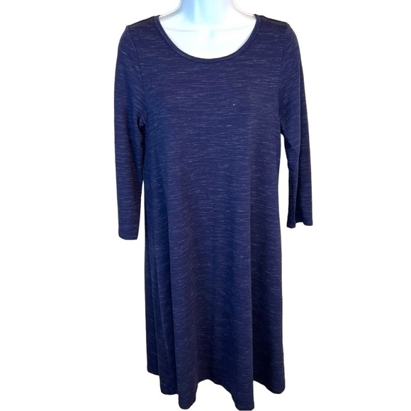 M Hilary Radley Blue Heather Long Sleeve Dress Stretch Medium 8 10 Shift Style - Picture 1 of 8